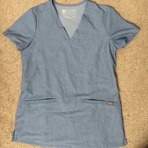 WearFigs light heather denim scrub top